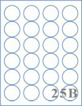 QTY 100sheetpack[Model:25B] 1.66" (Circle) - Round Labels  - 24 UP  (8 1/2" x 11" )